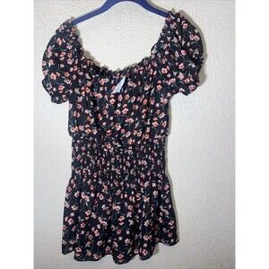 NEW Vintage Papaya Babydoll Smock Scoop Floral fairygoth Blouse Y2k USA L